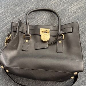Michael Kors Black Satchel with Gold Accents